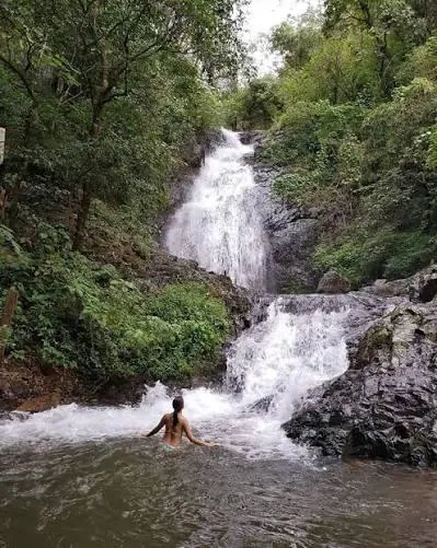 Swimming at a waterfall in El Limo, western El Salvador
